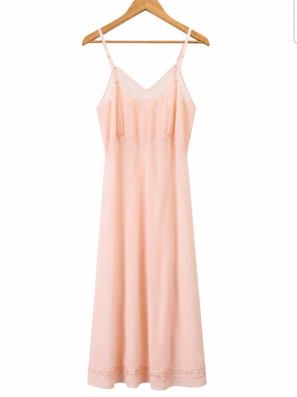 Vintage Luxite by Kayser Pink Nylon Slip Dress Embroidered Trim Size 36 (S or M)